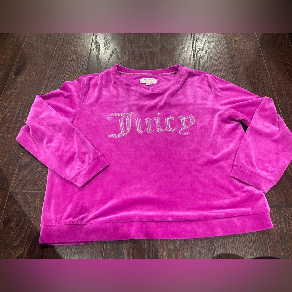 Vintage Juicy Couture 90s Y2K Velvet Gem Logo Sweatshirt Women Size Large